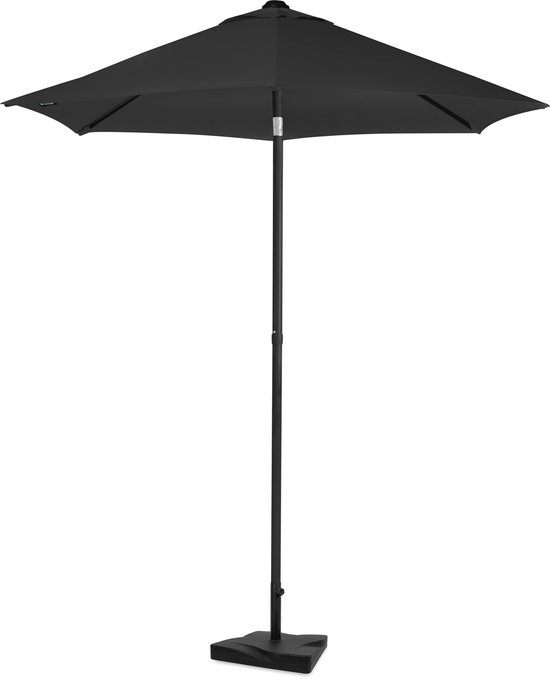 VONROC Premium Parasol Torbole – Ø200cm - Duurzame stokparasol – combi set incl. parasolvoet van 20 kg - UV werend doek - Antraciet/Zwart – Incl. beschermhoes