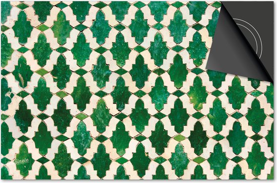 Protection induction 83x51,5 - Plaque de recouvrement induction mat - Protection plaque de cuisson Dietrix - Base - Hexagone - Carrelage marocain vert blanc