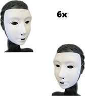 6x Grimeer masque couche de chaux blanche - Masques peinture festival de fête à thème carnaval