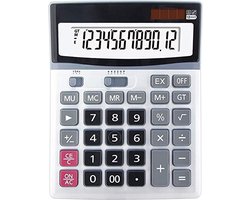 DW4Trading Rekenmachine Groot - 12-cijferig Scherm - Calculator met Grote Toetsen - XL - Dual Power Zon en Batterij