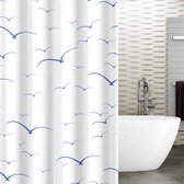 Douchegordijn meeuwen, 180 x 180 cm, waterafstotend textiel, polyester, 12 gordijnringen