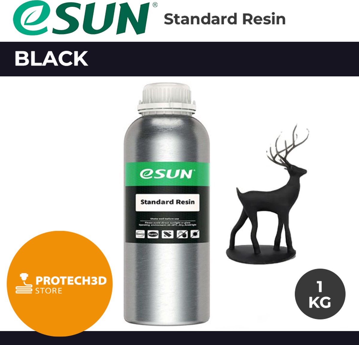 eSun - eResin Standard Resin, Zwart - 1kg