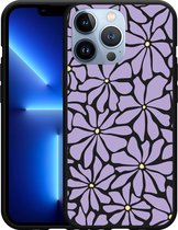 Cazy Case Zwart pour iPhone 13 Pro Fleurs violettes abstraites