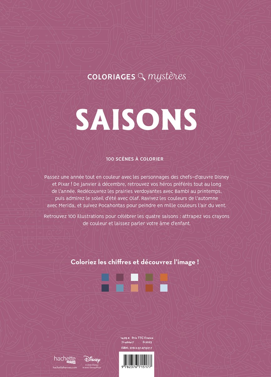 Disney Coloriages Mystères Disney Saisons - Hachette heroes - kleuren op nummer - Kleurboek voor volwassenen — afbeelding 4