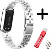 Strap-it Stalen schakel bandje - geschikt voor Fitbit Luxe - zilver + inkort toolkit