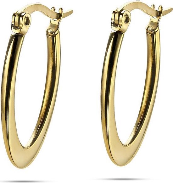 Twice As Nice Oorbellen in goudkleurig edelstaal, ovale oorring 2,5 cm |  bol.com