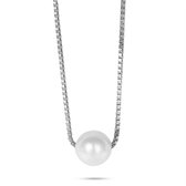 Twice As Nice Halsketting in zilver, parel op venetiaan ketting  38 cm+5 cm