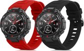 kwmobile 2x horlogebandjes geschikt voor Huami Amazfit T-Rex / T-Rex Pro bandje - Smartwatch bandjes van TPU - Activity tracker horloge band in zwart / rood