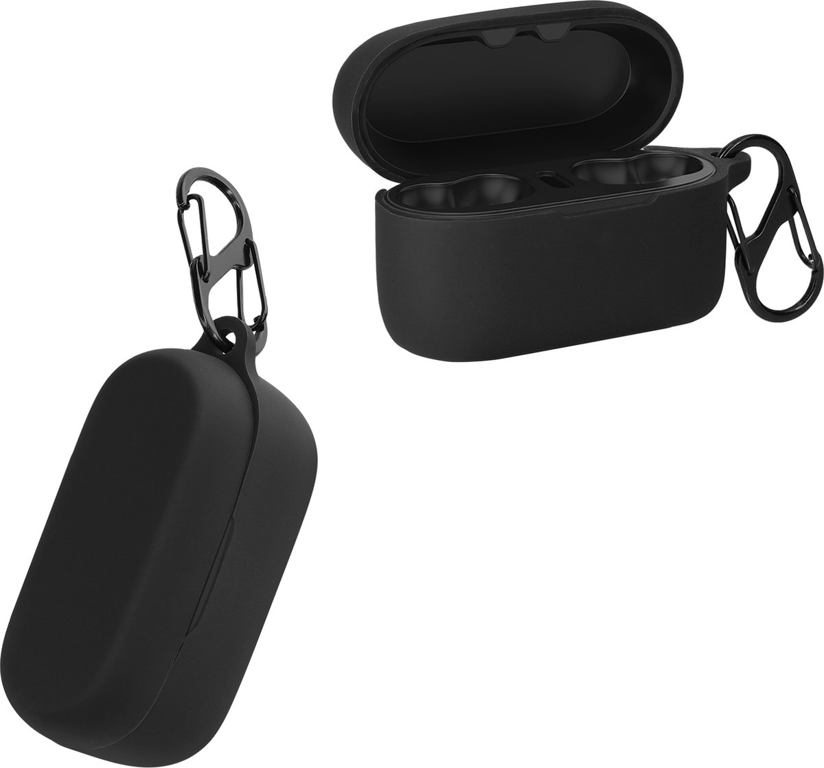 kwmobile cover voor oordopjes case - geschikt voor Jabra Evolve 2 Buds - Trendy beschermhoes draadloze oordopjes in zwart