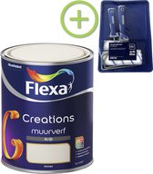 Flexa Creations - Muurverf Krijt - Sandy Beach - 1 liter + Flexa muurverf roller - 5 delig