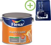 Flexa Easycare - Muurverf Mat - Leisteengrijs - 2,5 liter + Flexa muurverf roller - 5 delig