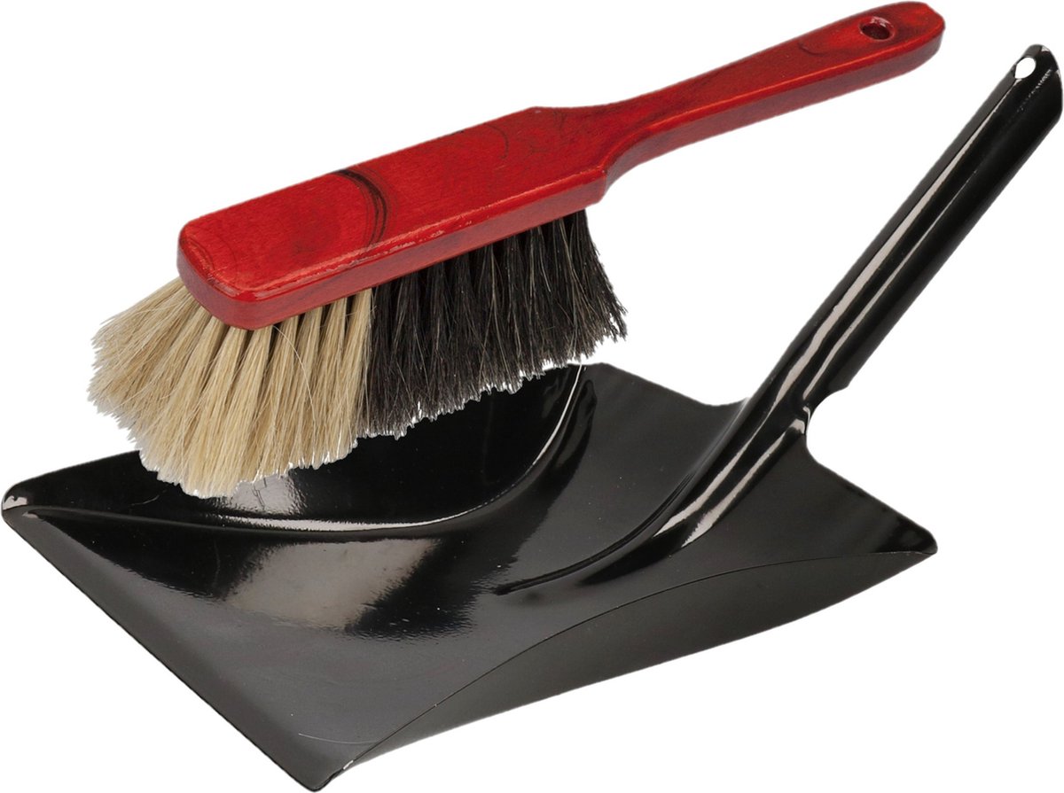 Goedkoopste Stoffer en blik zwart van metaal/mahonie hout voor binnen