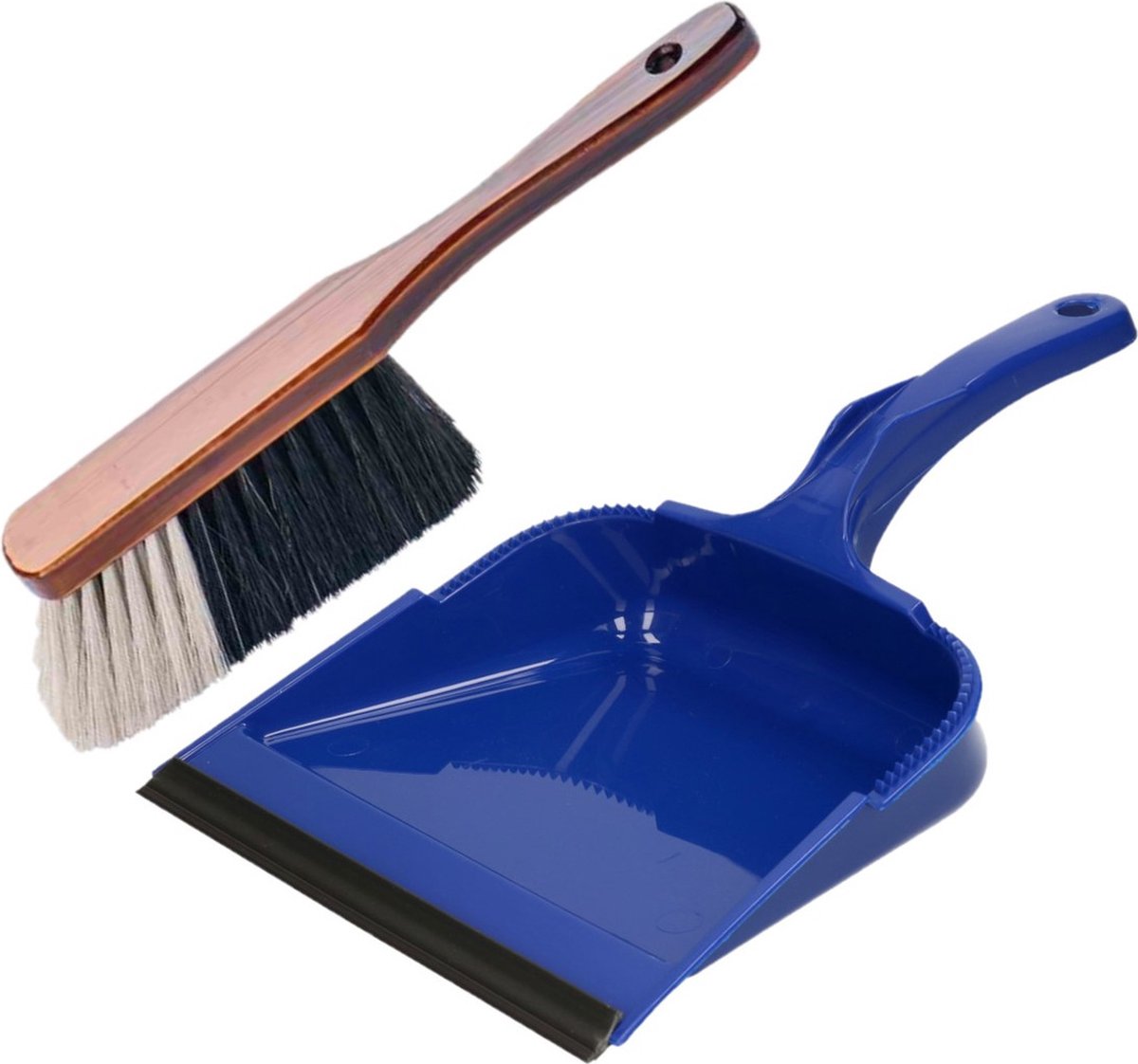 Goedkoopste Kunststof stoffer en blik blauw/bruin voor binnen - Zachte stoffers/handvegers