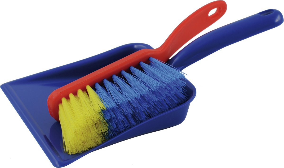 Goedkoopste Stoffer en blik - 2x - voor kinderen - gekleurd - 22 x 14 cm - schoonmaakset kinderen - speelgoed