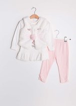 Mooi drie delig kledingsetje voor kinderen - roze broekje - wit shirt - wit vestje - 36 maanden