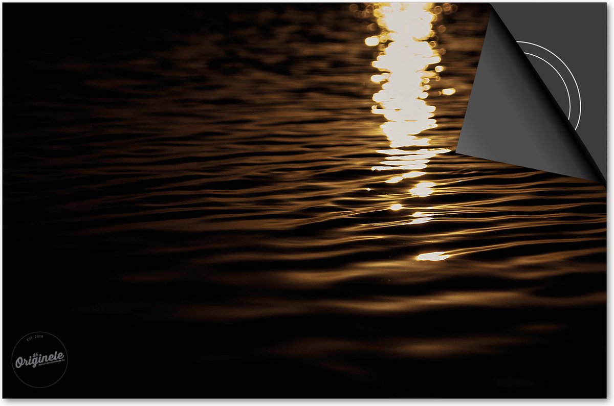 Inductie beschermer 60x52 - afdekplaat inductie mat - Dietrix Kookplaat beschermer - Base - Black en Gold - Zee glinstering zon