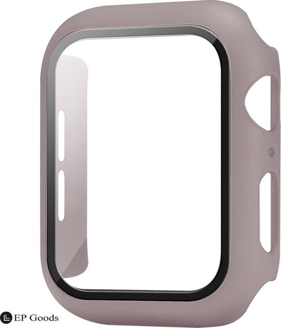 EP Goods - Full Cover/Hoesje - Screen Protector - Geschikt voor Apple Watch Series 7, 8 en 9 41mm - Hardcase - Protection - Bruin