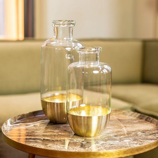 Vase Sans Marque Naomi 13 X 25 Cm Glas Transparent/doré