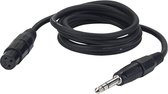 DAP Audio Microfoon Kabel - Female XLR naar Jack Stereo - 1,5m (Zwart)