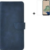 MoDo hoesje voor Nokia G22 - Kunstleer Book Case - Blauw hoesje met screenprotector