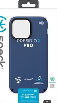 Speck hoesje geschikt voor Apple iPhone 14 Pro Max - Slank - Ultieme Bescherming - Luxe Soft-touch Afwerking - Valbescherming gecertificeerd tot 4 meter - Microban Antibacterieel - Presidio2 Pro lijn - Blauw