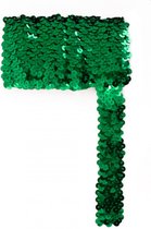 Paillettenband breed elastisch groen 3m