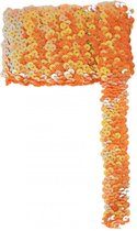Paillettenband breed elastisch oranje 3m