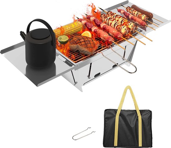 camping grill roestvrij staal houtskool grill opvouwbare opvouwbare... | bol.com