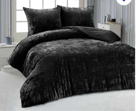 velvet couture dekbedovertrek- 240x200/220+ 2 kussenslopen 60x70cm- Lits-jumeaux - velvet touche- zwart