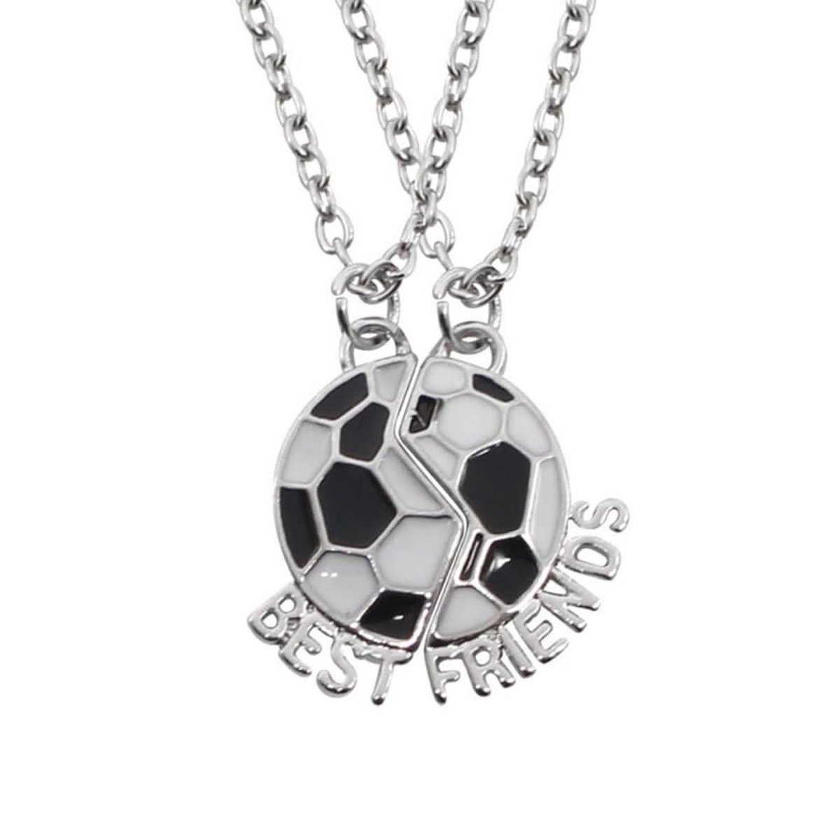 Akyol - Best Friends kettingen – voetbal ketting - 2 Leuke Vriendschapskettingen – vrienden ketting -BFF cadeau - best friends cadeau - voetbal ketting - Best Friends – bff – tweedelige ketting - vriendschap – Friends