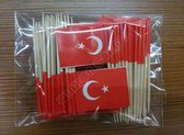 Akyol - 10 x cocktailprikkers Turkse vlag-turkije - cocktailprikkers vlag-turkiye -landen prikker - - party prikkers- Turkije prikker - pizza- verjaardag -offerfeest- Prikkers–feestprikkers – feest