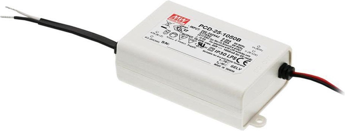 Mean Well PCD-25-350B LED-driver Constante stroomsterkte 25 W 0.35 A 40 - 58 V/DC Dimbaar, PFC-schakeling, Overbelastin