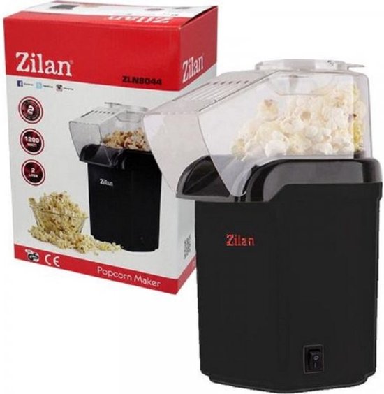 Popcornmachine Hetelucht 1200W - Popcorn Maker zonder Olie - 2L - BPA-vrij - Anti-aanbak - Zwart - Zilan ZLN8045 — afbeelding 3
