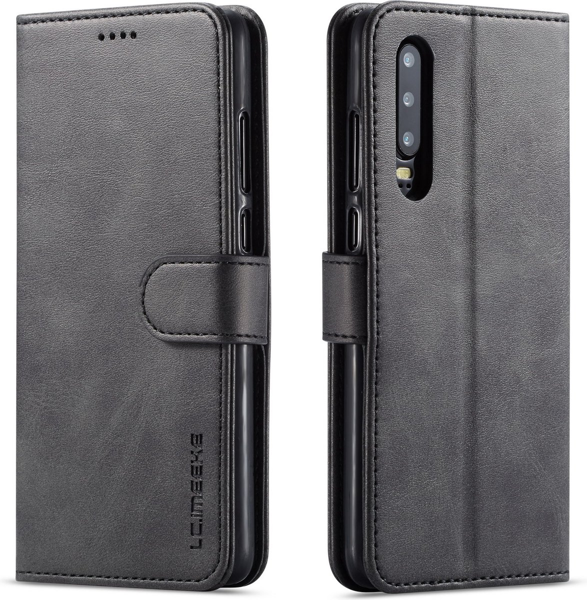 Bookcase Geschikt voor Huawei P30 - Zwart - Pasjeshouder - Portemonnee Hoesje