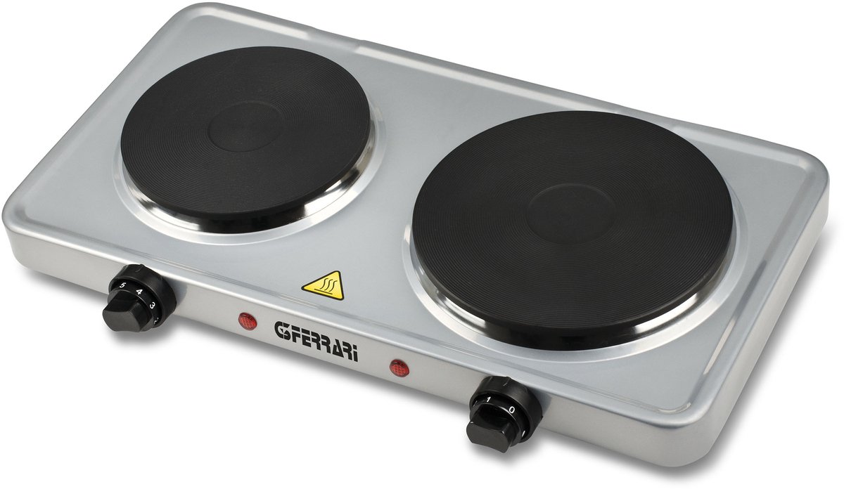 G3 Ferrari Caldòs – Dubbele Elektrische Kookplaat 2500W – 2 Gietijzeren Platen Ø 15,5 & 18,5 cm – Instelbare Temperatuur – Controlelampjes