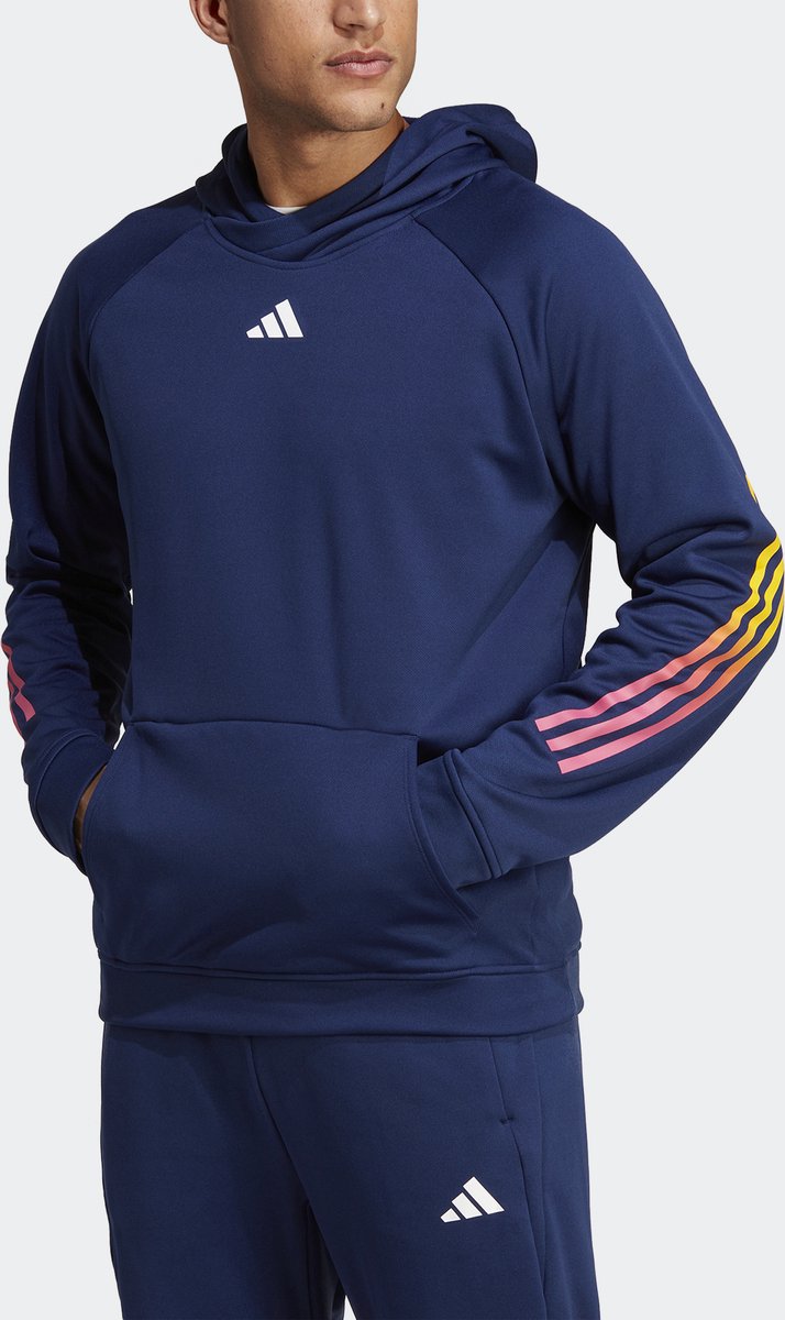 adidas Performance Train Icons 3-Stripes Training Hoodie Heren Blauw