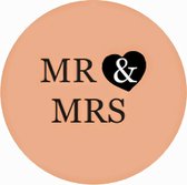 2 Buttons Mr & Mrs zalm met zwart en wit - bruid - bruidegom - button - zalm - mr - mrs