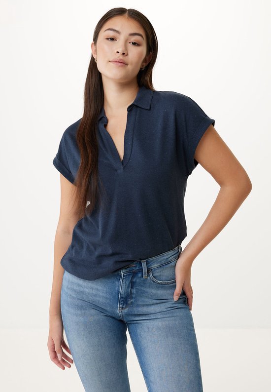 Short Sleeve Polo Tee Dames - Navy - Maat M