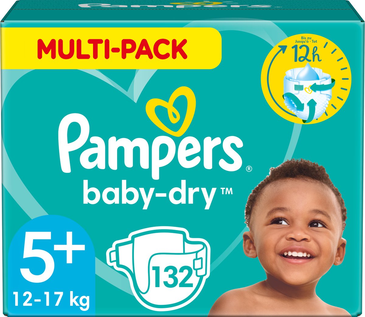Pampers Baby-Dry Taille 5+ - 132 Couches - Jusqu'À 12 h De Protection -  12kg-17kg | bol