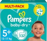 Pampers Baby-Dry Luiers - Maat 5+ (12-17 kg) - 132 stuks - Multi-Pack