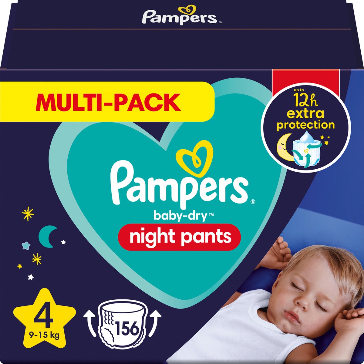 Pampers Night Pants - Maat 4 (9-15kg) - 156 Luierbroekjes - Multi-Pack Nachtluiers - Pampers