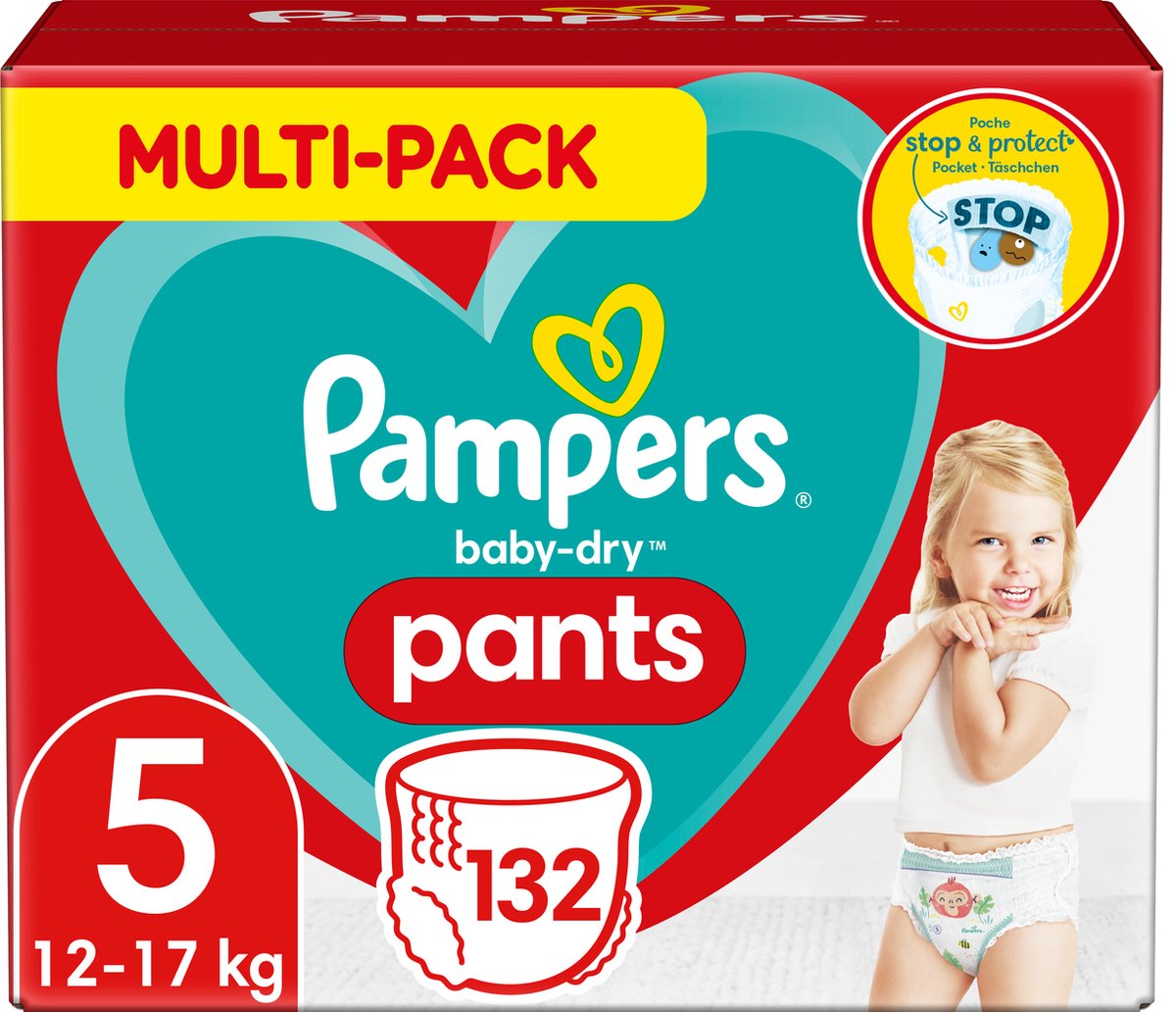 Pampers Baby-Dry Pants Luierbroekjes - Maat 5 (12-17 kg) - 132 stuks - Multi-Pack - Pampers