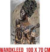 Allernieuwste.nl® Afrikaanse Vrouw Urban Loft Wandkleed Groot Wandtapijt Wanddecoratie Muurkleed Tapestry - Kleur - 100 x 70 cm