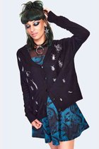Jawbreaker - Insect Embroidered Slouchy Cardigan - M - Zwart