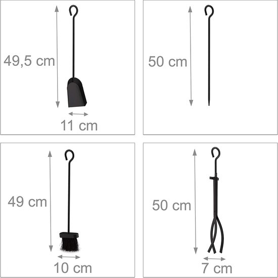 open haard bestek / modern roestvrij staal open haard bestek set van Glenmore — afbeelding 2