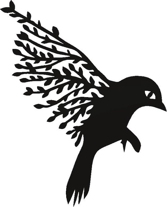 Kunst van metaal - Vliegende vogel - wanddecoratie industrieel - zwart gepoedercoat - staal - metaal