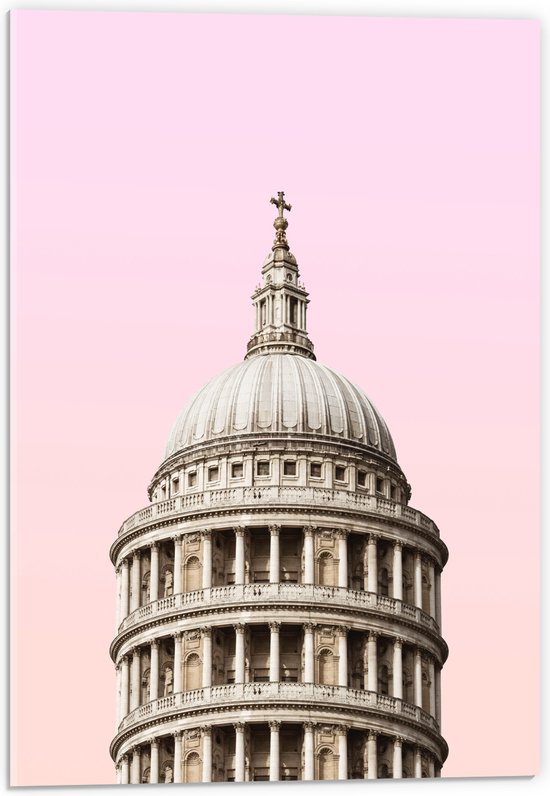 Acrylglas - St Paul's Cathedral - met roze Lucht - 40x60 cm Foto op Acrylglas (Met Ophangsysteem)