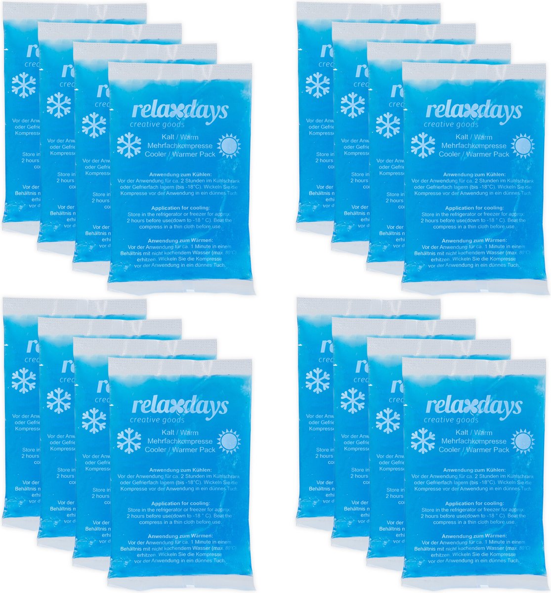 hot cold packs - set van 12 - 9 x 15 cm - gelpacks - herbruikbaar