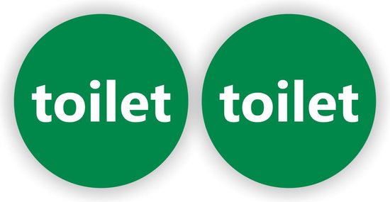 Tekst sticker TOILET set 2 stickers groen