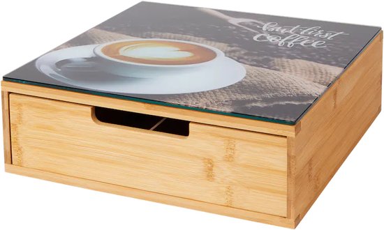 Boîte de rangement pour café et thé - bambou - 30x30x10 cm der dolce gusto  - Nespresso... | bol